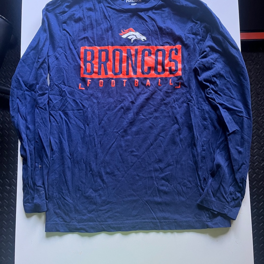 Broncos Football Navy Blue Long Sleeve Shirt